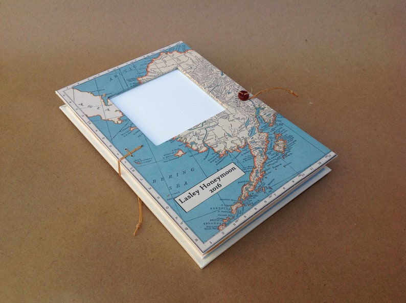 Diario de viaje personalizado de Alaska con bolsillos, sobres y mapa vintage, crucero por Alaska 2019, viaje a la aurora boreal imagen 1