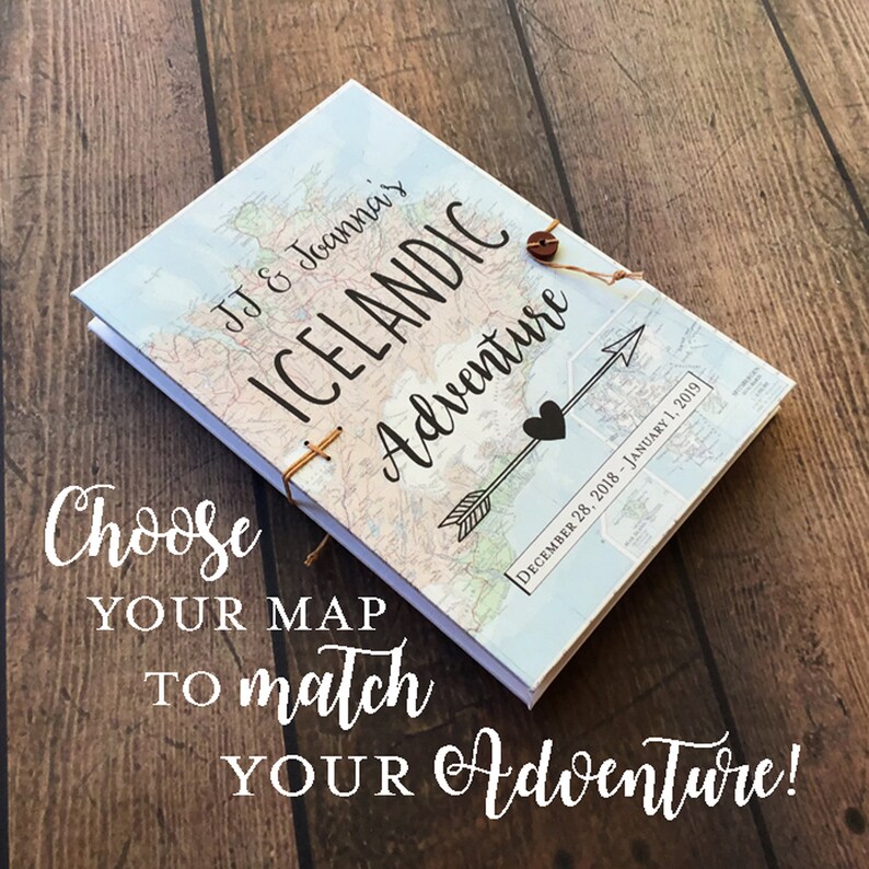 Travel Gift, Personalized for Wedding or Any Occasion, Boyfriend or Girlfriend Adventure Book, Travel Journal with Pockets and Envelopes image 1