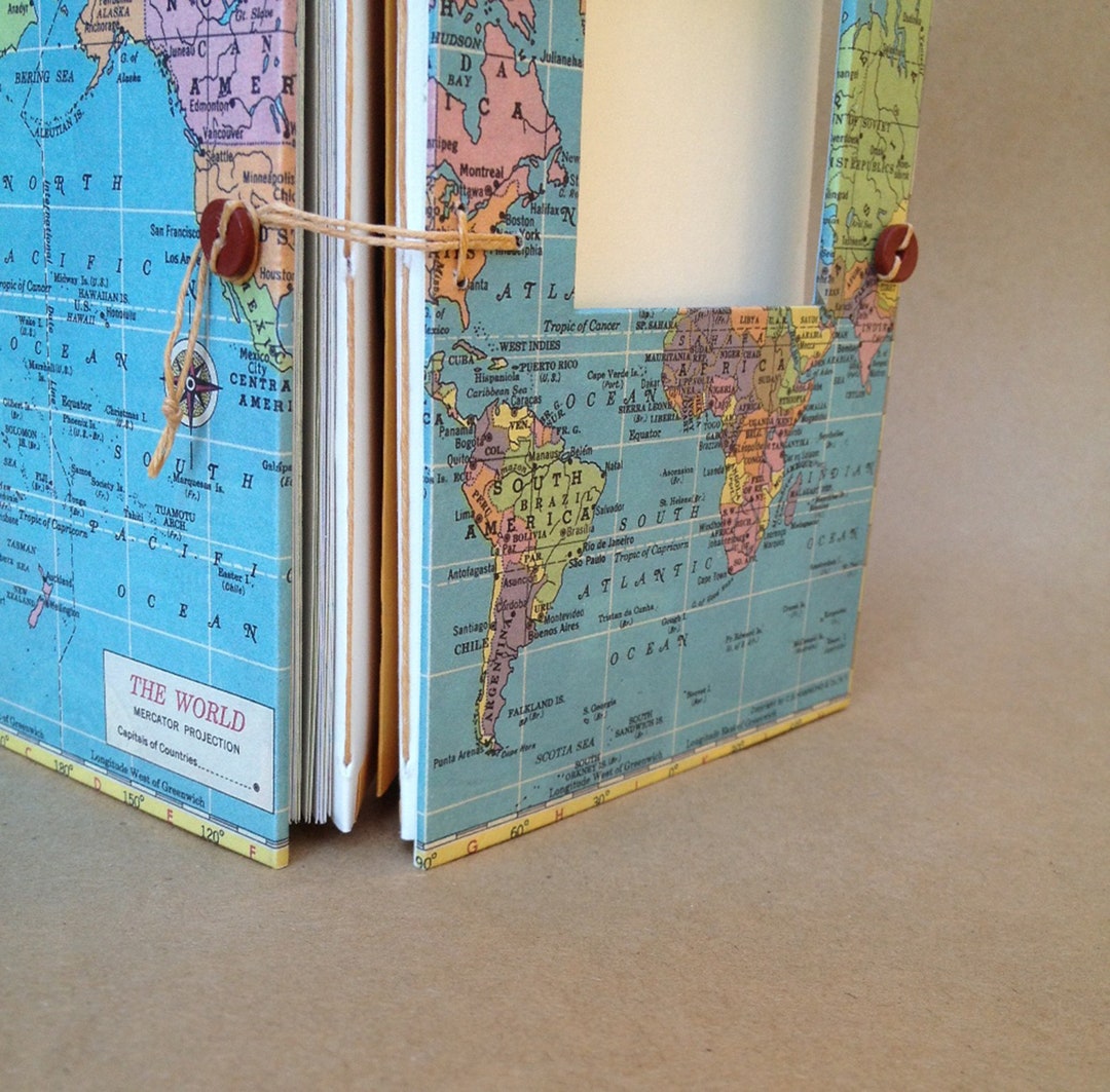 World Map Travel Journal With Pockets and Envelopes, Personalized for You Etsy