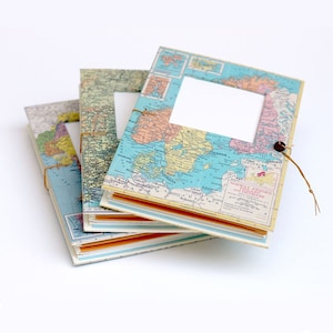 Personalized Travel Journal with Pockets and Envelopes, Choose your Map, Junk Journal
