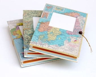 Personalized Travel Journal with Pockets and Envelopes, Choose your Map