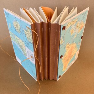 Midsize Expandable Travel Journal, Scrap Book or Art Journal with Custom Map, Pockets and Envelopes, Scrapbook, Medium Notebook image 2