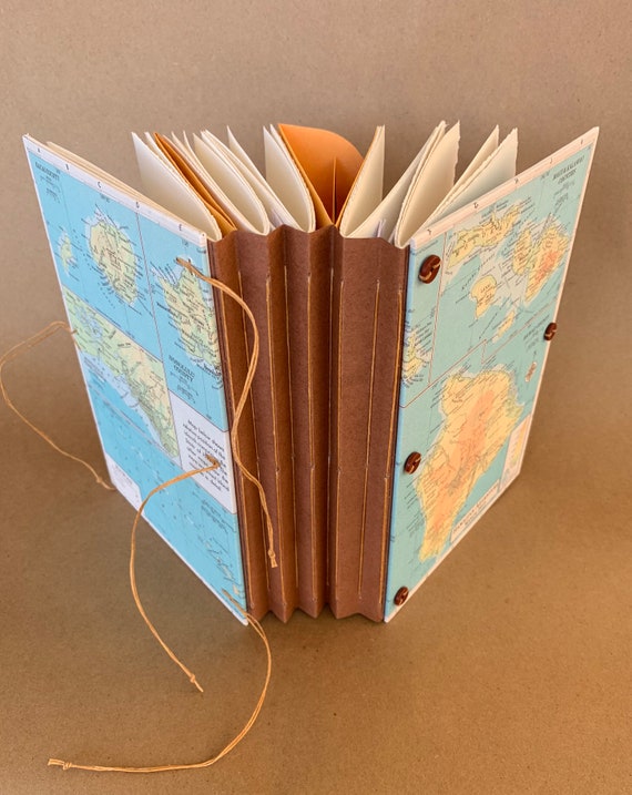 Midsize Expandable Travel Journal, Scrap Book or Art Journal With Custom  Map, Pockets and Envelopes, Scrapbook, Medium Notebook 