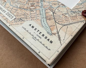 Personalized Amsterdam Travel Journal, Expandable Accordion Album with Pockets and Envelopes