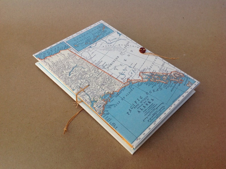 Diario de viaje personalizado de Alaska con bolsillos, sobres y mapa vintage, crucero por Alaska 2019, viaje a la aurora boreal imagen 7