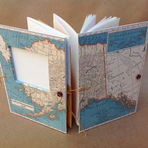 Diario de viaje personalizado de Alaska con bolsillos, sobres y mapa vintage, crucero por Alaska 2019, viaje a la aurora boreal imagen 2