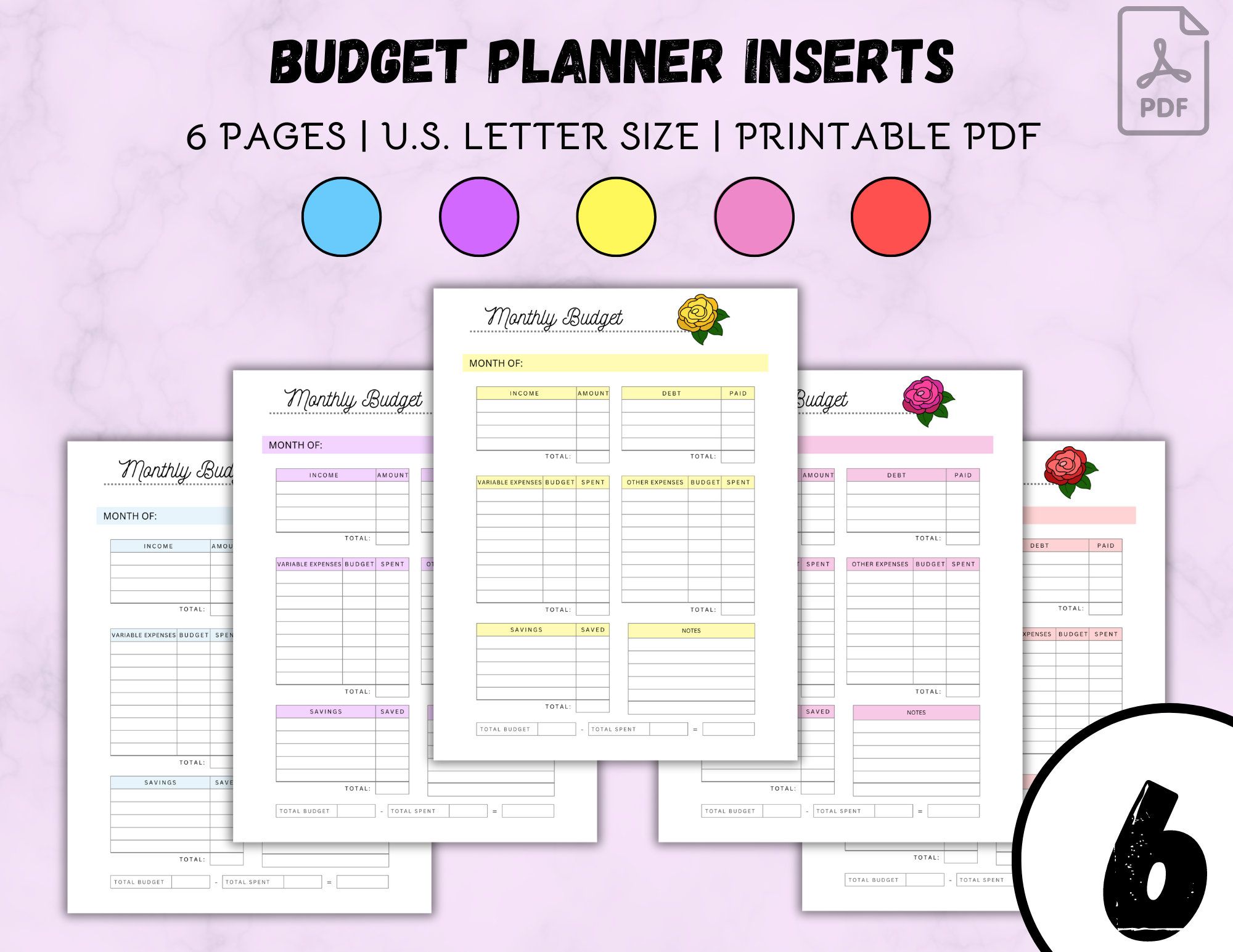 Printable Budget Planner Inserts Monthly Budget Planner Budget Tracker ...