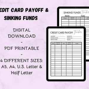 Rastreador de pagos de tarjetas de crédito y fondos de amortización / PDF imprimible / Presupuesto financiero / Deuda de tarjetas de crédito / Rastreador de deuda / Fondos de amortización
