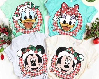 All Characters Plaid Disney Christmas Shirt, Mickey's Very Merry Christmas Party 2024, Mickey & Friends Santa Family Christmas Sweatshirt