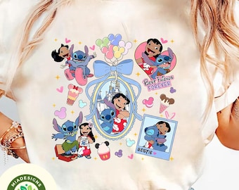 Coquette Bows Lilo and Stitch T-shirt, Disney Stitch Shirt, Magic Kingdom Shirt, Disneyland Shirt, Girly Women Disney Trip Comfort Colors
