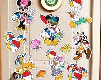 Personalized Mickey and Friends Summer Beach Ball Disney Cruise Magnet, Disney Summer Magnet, Spring Break Family Cruise Ship Stateroom Door