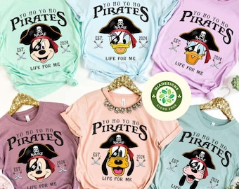 Personalized All Characters Disney Pirates Shirt, Yo Ho Yo Ho A Pirate's Life for Me Mickey & Friends Disney Cruise Shirt, Family Cruise Tee