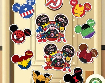 Personalized Mickey Minnie Marvel Day at Sea 2025 Disney Cruise Magnet, Superheroes Disney Dream Magnet, Family Cruise Ship Stateroom Door