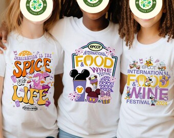 Mickey & Friends Figment Chef Disney Epcot International Food and Wine Festival 2024 Shirt, Disney Epcot Shirt, Family Snack Drinking Team