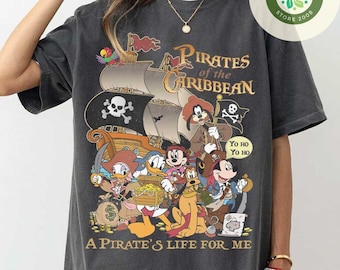 Vintage Mickey & friends Pirates of the Caribbean shirt, WDW Disneyland Disney Cruise Pirates shirt, Pirates night Tee, Family vacation trip