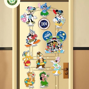Aimants personnalisés Mickey et ses amis pour les vacances de printemps 2025, aimants pour porte de croisière Disney, aimants de croisière familiale pour porte de cabine de bateau de croisière