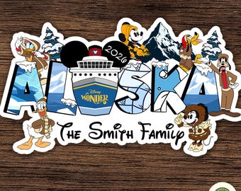 Personalized Mickey & Friends Disney Alaska Cruise Magnet, Disney Wonder Magnet, Alaska Trip 2026, Disney Family Cruise Ship Stateroom Door