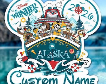 Personalized Mickey & Friends Disney Alaska Cruise Magnet, Disney Wonder Magnet, Alaska Trip 2026, Disney Family Cruise Ship Stateroom Door