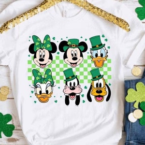 Chemise à carreaux Disney pour la Saint-Patrick Mickey et ses amis, chemise irlandaise WDW Disneyland Family Lucky Shamrock, assortie Mickey Minnie Patrick