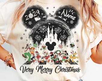 Personalized Mickey & Friends Santa Disney Christmas Shirt, Mickey's Very Merry Christmas Party 2024 WDW Disneyland Holiday Family Christmas
