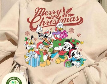 Retro Mickey & Friends Santa Disney Christmas Shirt, Mickey's Very Merry Christmas Party 2024, WDW Disneyland Holiday Family Christmas Tree