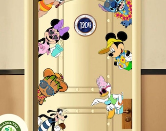 Personalized All Characters Summer Trip Disney Cruise Magnet, Mickey & Friends Stitch Spring Break Summer Family Cruise Ship Stateroom Door