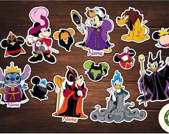 Personalized Mickey and Friends Villains Inspired Disney Cruise Magnet, Disney Family Cruise Ship Stateroom Door, Disney Stitch Evil Friends