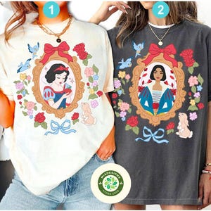 Coquette Bow Floral Disney Princess Snow White and the Seven Dwarfs Shirt, Snow White Princess Bow Girly aesthetic Disney Girl Trip Shirt