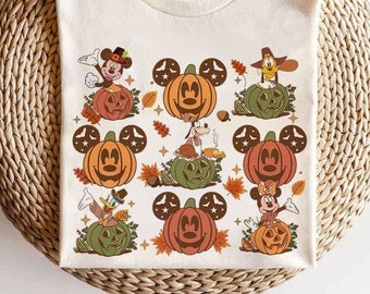 Mickey and Friends Fall Pumpkin Disney Thanksgiving Shirt, Disney Fall Vibes 2024, Pumpkin Spice Season Autumn Hello Fall, Family Fall Trip