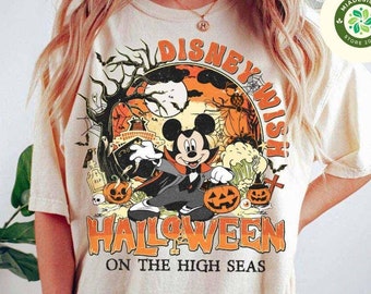 Retro Mickey and Friends Halloween on the High Seas Disney Cruise Shirt, Disney Family Cruise Halloween Trip 2024, Disney Wish Dream Magic