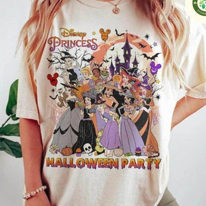 Retro Disney Princess Halloween Shirt, WDW Disneyland Castle Princess Halloween Party, Disney Girl Trip Shirt, Halloween Birthday Girl Shirt