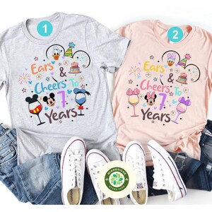 Personalized Mickey and Friends Disney Birthday Shirt, Ears & Cheers To Birthday Years Minnie Daisy Birthday Girl Shirt, Mickey Birthday Boy