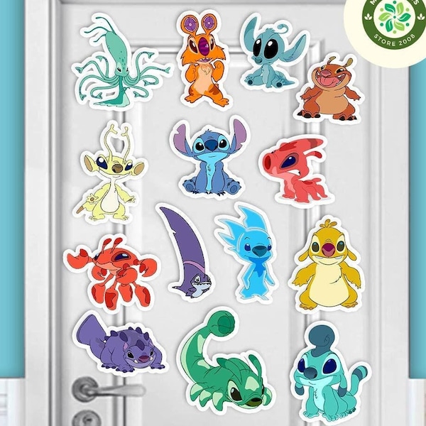 Imán para puerta de crucero con experimentos de Disney Stitch, primo de Lilo y Stitch, cumpleañero o cumpleañera, pareja de ángeles de Stitch, puerta de camarote de crucero familiar