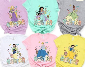Disney Princess Easter Shirt, Cinderella Rapunzel Belle Bunny Egg Disney Easter Shirt, Disney Girl Trip Shirt, Happy Easter Day 2025 Costume