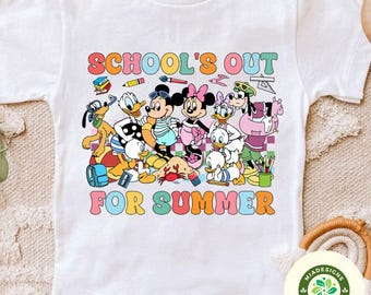 Mickey and Friends Schools Out For Summer Trip Disney Summer Shirt, Happy Last Day Of School Family Vacation Beach Trip, Disney Cruise Shirt
