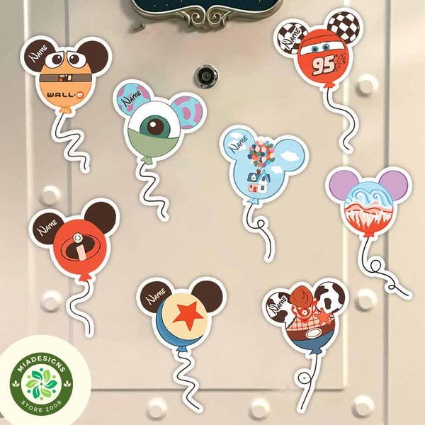 Personalized All Characters Balloon Disney Cruise Magnet, Mickey and Friends Toy Story Stitch Winnie The Pooh Family Cruise Stateroom Door