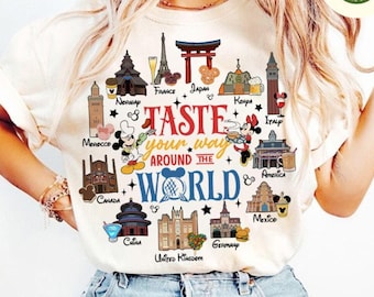 Taste Your Way Around the World Mickey Minnie Chef Disney Epcot International Food and Wine Festival 2024 Shirt, Family Snack Drinking Team