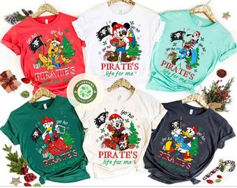 Disney Pirates Christmas shirt, Mickey and Friends Yo Ho A Pirates life for me Shirt, Disney Cruise family Group matching shirts