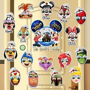 All Characters Disney Cruise Line Magnet, Mickey and Friends Disney Family Cruise Ship Door Magnet, Toy Story Inside Out Princess magnet