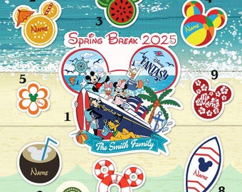 Personalized Mickey and Friends Spring Break 2025 Magnets, Disney Cruise Door Magnets, Family Cruise Magnets for Cruise Ship Stateroom Door