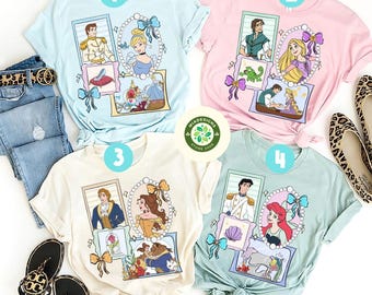 Retro Coquette Bows Disney Princess shirts, WDW Disneyland Princess Trip Shirt, Birthday Girl shirt, Cinderella Rapunzel Belle Ariel