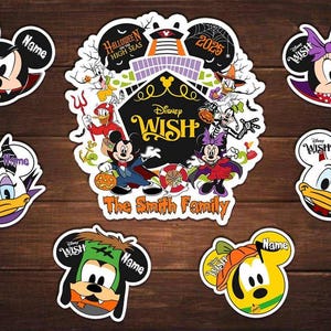 Personalized Mickey and Friends Halloween on the High Seas Disney Cruise Magnet, Disney characters Spooky Family Cruise magnet