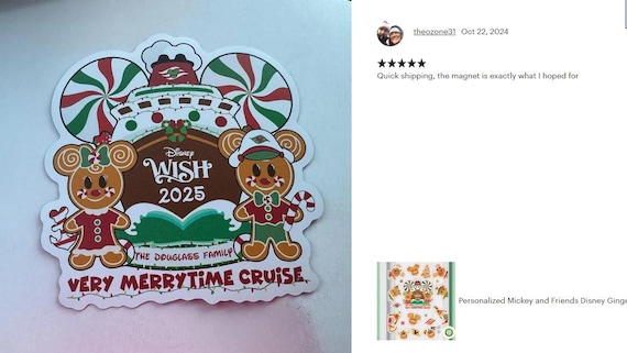 Personalized Mickey and Friends Disney Gingerbread Cruise Magnet