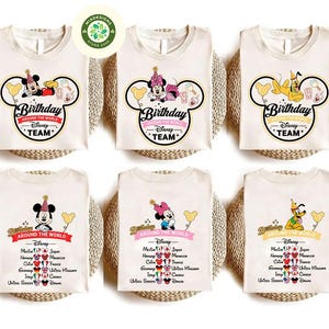 Two-sided Personalized Mickey and Friends Epcot Birthday shirts, Disney Birthday Matching shirt, Birthday Around The World, Epcot Trip 2025