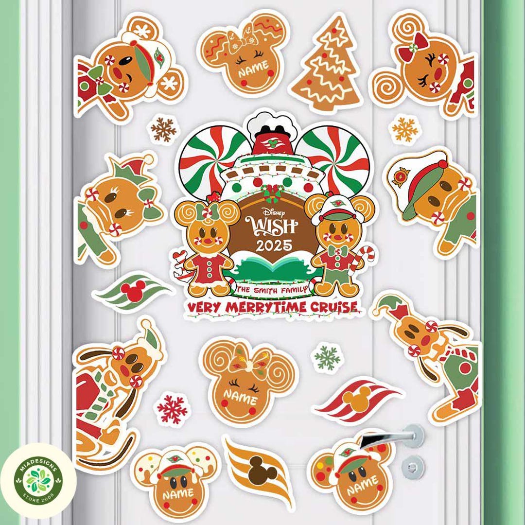 ディズニーベア マグネット クリスマス Personalized Mickey and Friends Disney Gingerbread Cruise Magnet