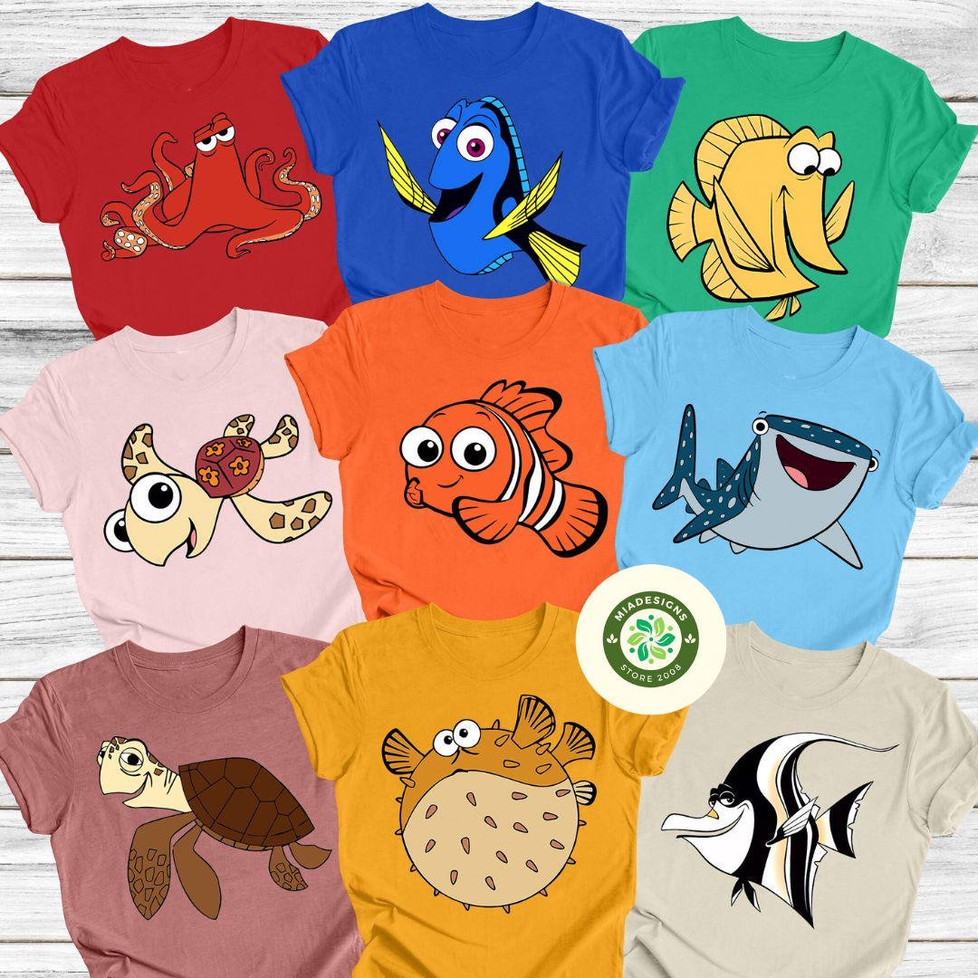 Disney Finding Nemo Characters Shirt, Finding Dory Marlin Squirt