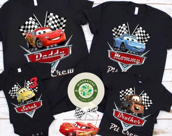 Personalized All characters Disney Cars Birthday Shirt, Lightning McQueen Tow Mater Hudson Radiator Springs Cars Land Family Matching T