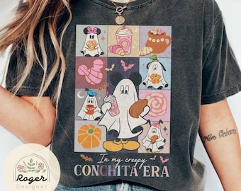 Mickey & friends conchas ghost In my Creepy Conchita era shirt, Pantasmas Conchas and cucuys Dia de Muertos Mexican Halloween shirt