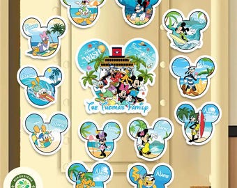 Personalized Mickey and Friends Summer Break 2026 Magnets, Disney Cruise Door Magnets, Family Cruise Magnets for Cruise Ship Stateroom Door