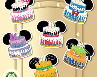 Personalized Mickey and Friends Birthday Cake Cruise Door Magnet, Disney Birthday Cruise 2024 Magnet, Happy Birthday Boy Girl Party magnet